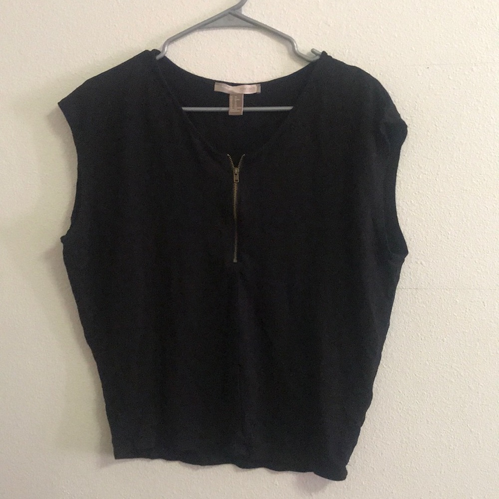 Black zipper short sleeve